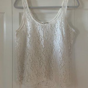 L Cream Lace Short Tank Top
